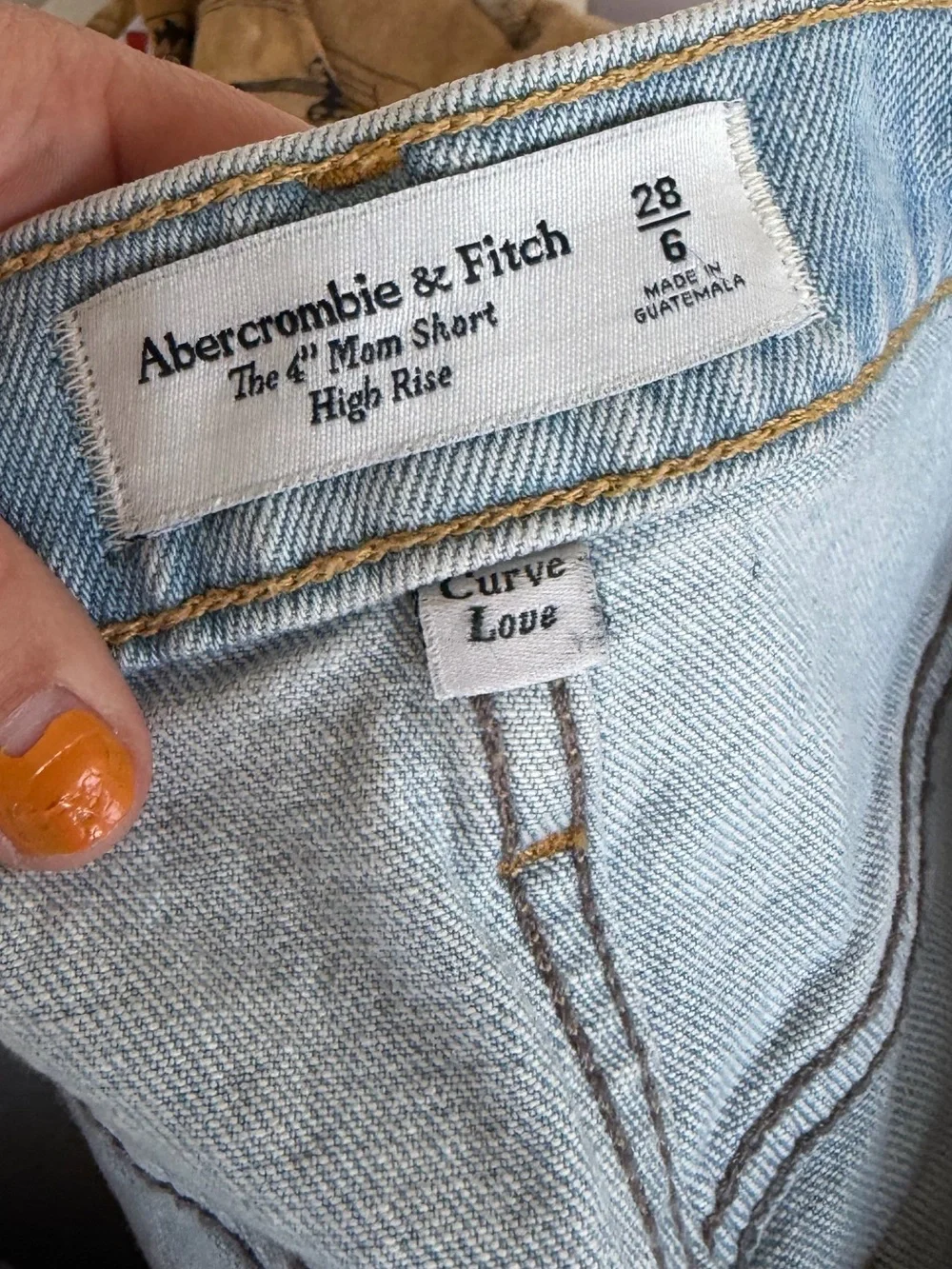 Abercrombie and Fitch the 4” mom short high rise curve love denim jean shorts 6